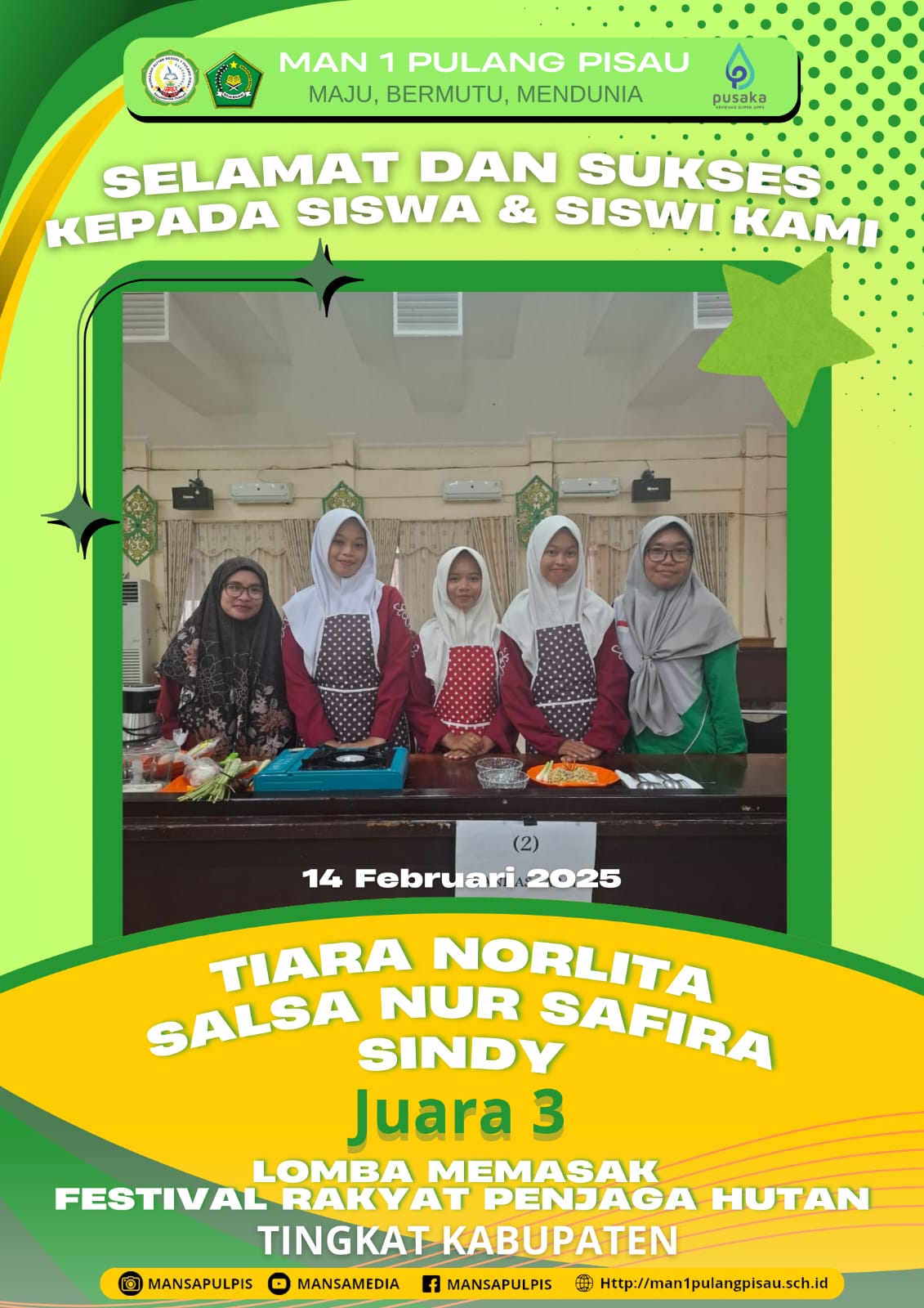 TIARA NORLITA DKK BERHASIL MERAIH JUARA 3 LOMBA MEMASAK